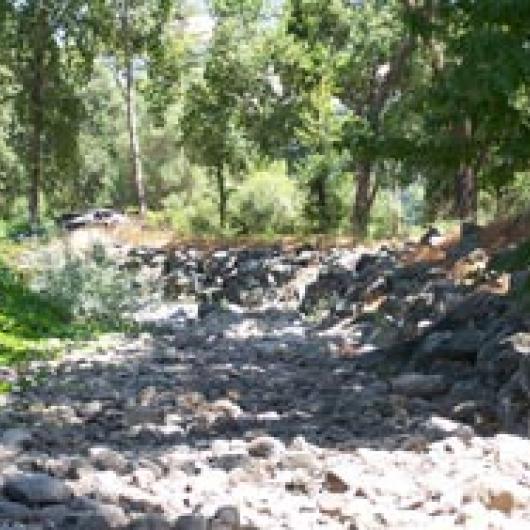 Ritchie Creek crosses through an alluvial fan