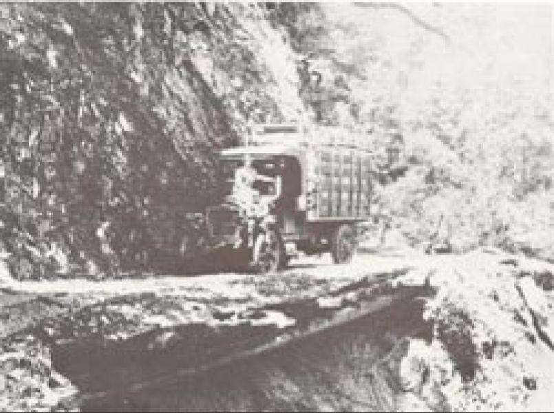 Hauling apples over Skaggs Spring Road in 1922.