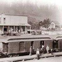 North Coast Pacific Railroad train  stopping in Freestone